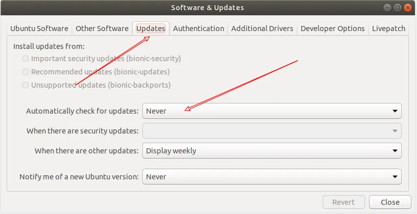 ubuntu disable update